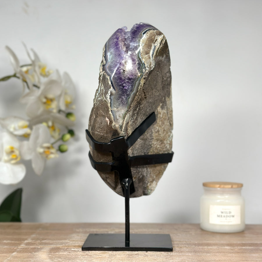 Natural Amethyst Geode with Beautiful Calcite Formation - MWS1350