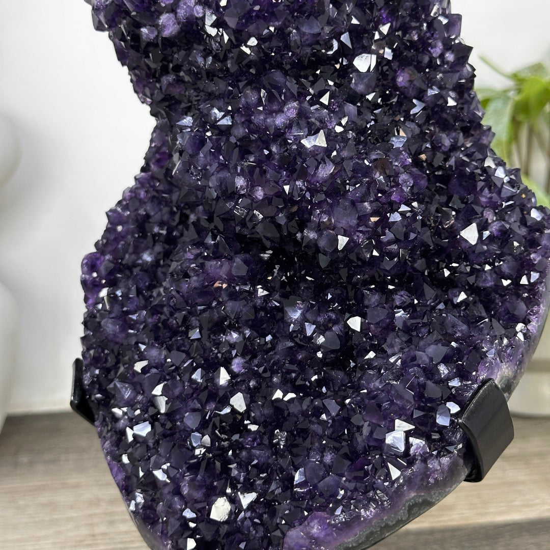 A Grade Natural Amethyst Crystal Specimen on Metal Stand - MWS3390