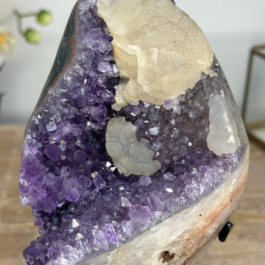 Natural Calcite &amp; Amethyst Specimen, Stand Included - MWS1964