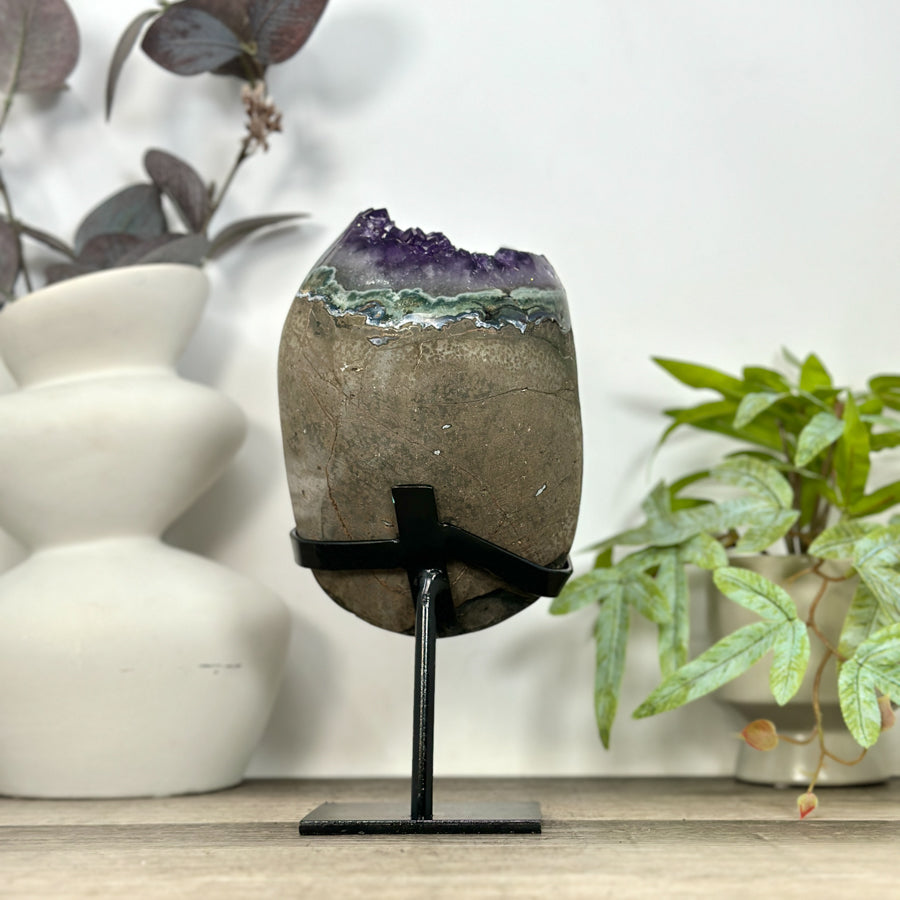 Top Grade Natural Amethyst Cluster on Metal Stand - MWS3212