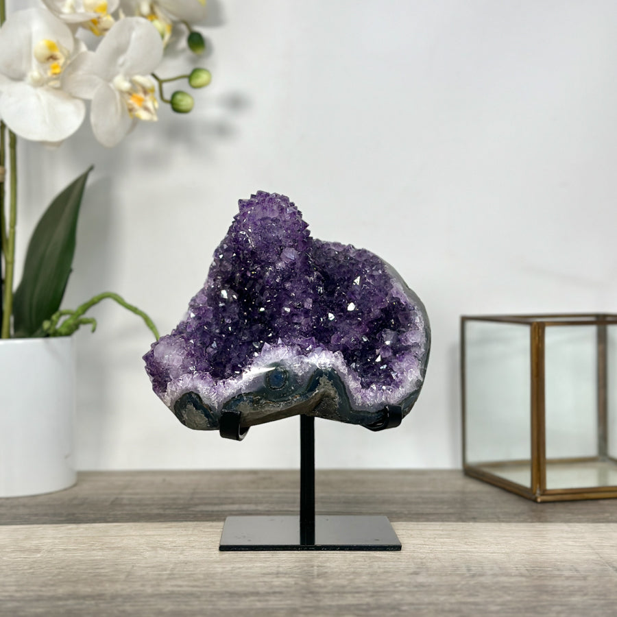 Amethyst Crystal Cluster on Stand – Stalactite Mineral Specimen for Collector Display - MWS2686