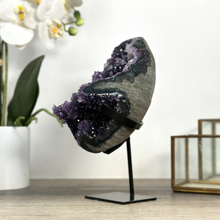 Stunning Natural Amethyst Crystal Cluster with Calcite Inclusions - MWS2258