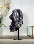 Deep Purple Amethyst Geode With Eye Formations on Metal Stand - MWS2703