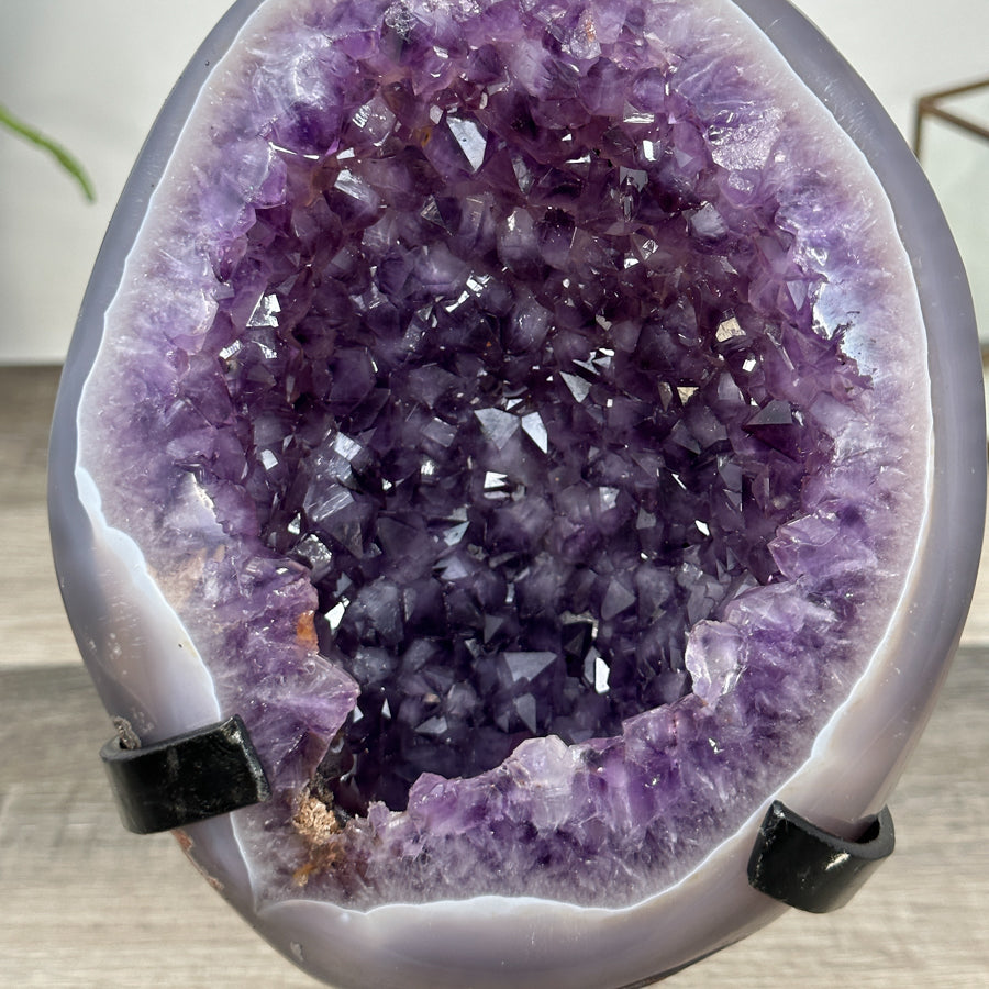 Natural Amethyst &amp; Agate Geode on Metal Stand - MWS2979