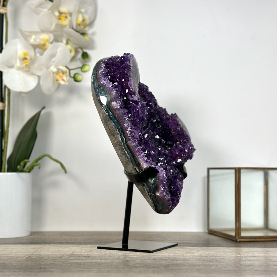 Amethyst Crystal Cluster on Stand - Violet Geode for Home Decor Display - MWS2646
