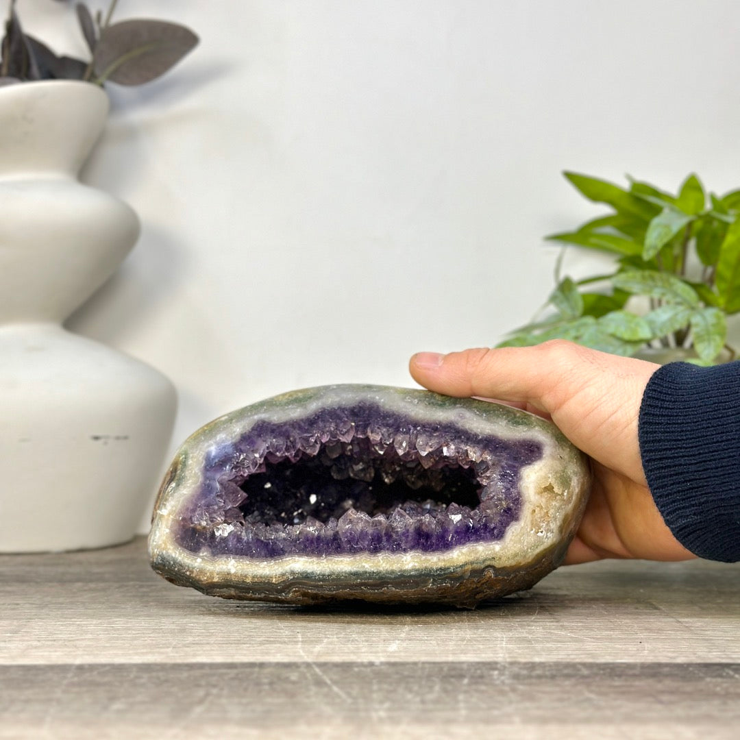 Uruguayan Amethyst Geode with Polished Shell - STGE0120