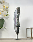 Amethyst & Quartz Geode Slice on Metal Stand - MWS2925