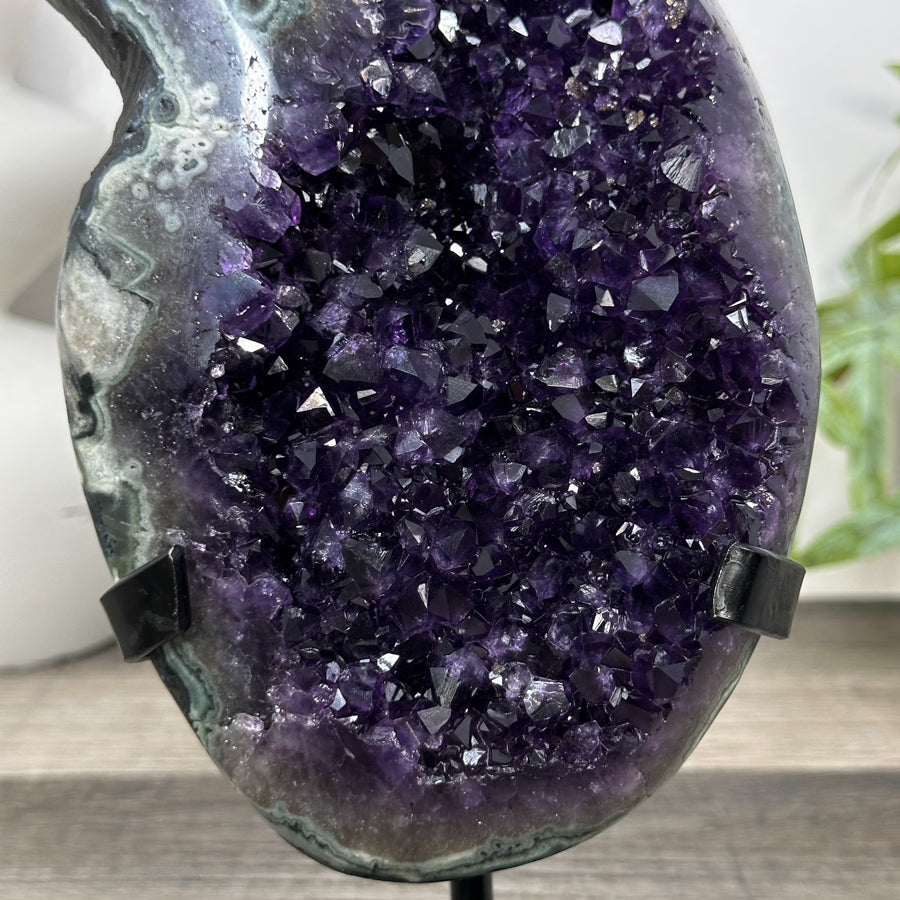 Natural Deep Purple Amethyst Cluster on Metal Stand - MWS3189