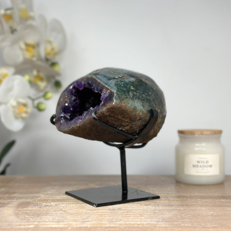 Unique Amethyst Geode with Green Jasper Shell - MWS1635
