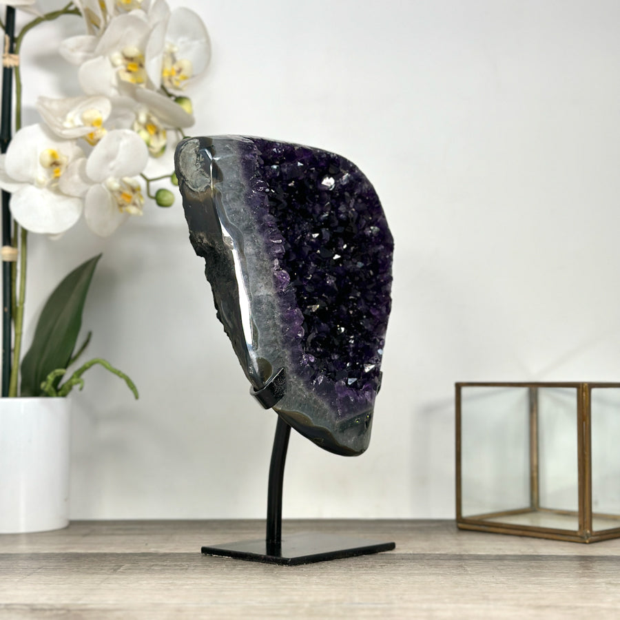 Large Deep Purple Amethyst Geode on Metal Stand - MWS2786