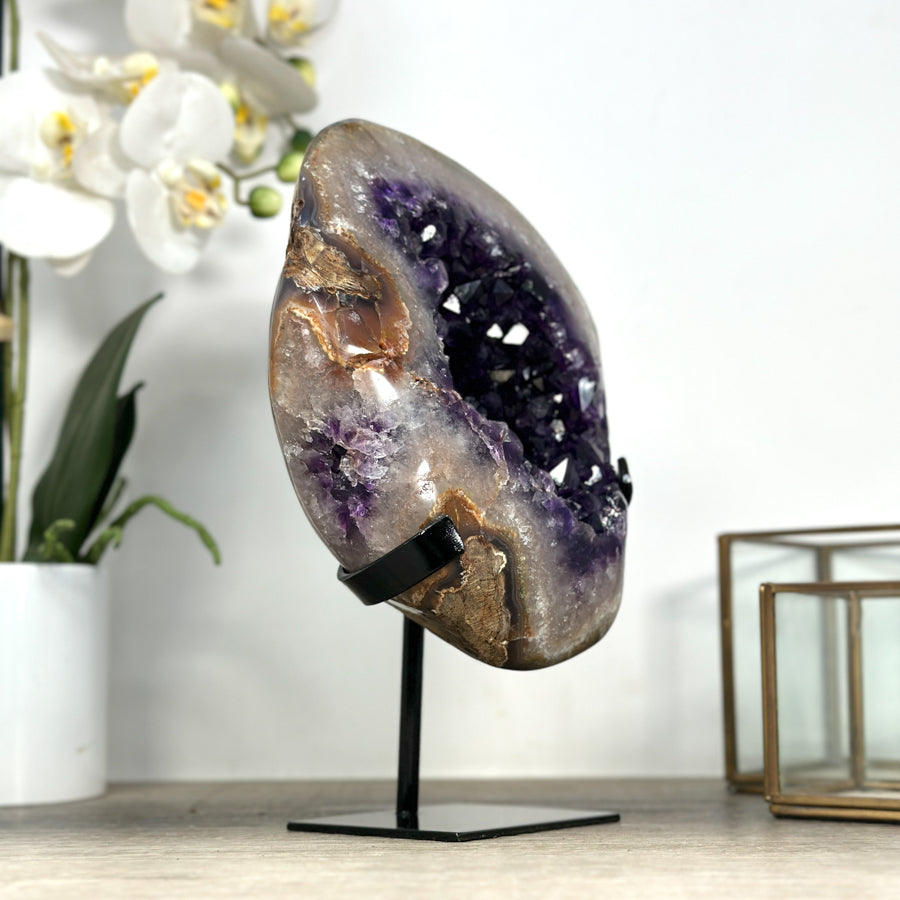 Natural Amethyst Geode - Deep Purple &amp; Shinny Crystals - MWS2184