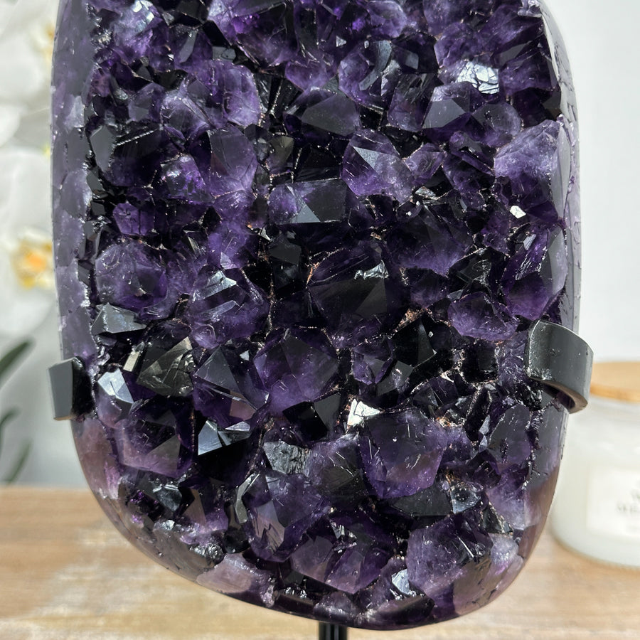 AAA Grade Natural Amethyst Cluster with Metal Stand - MWS1656