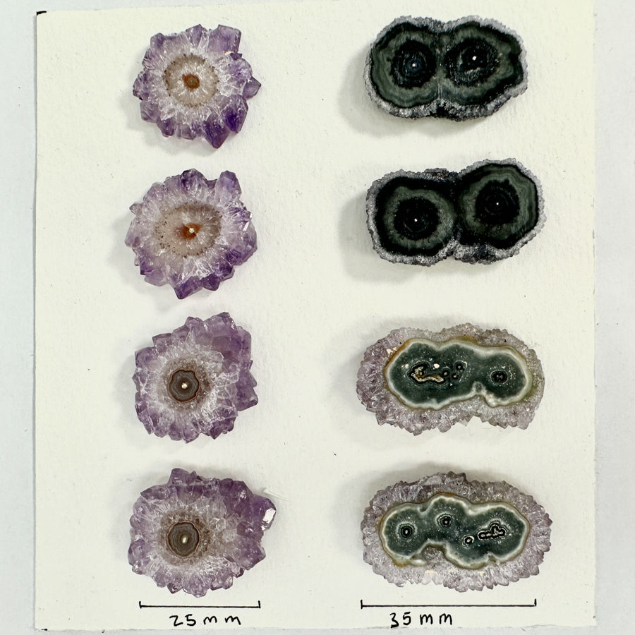 Unique Amethyst &amp; Green Jasper Stalactite Slices Set - Natural Crystal for Handmade Jewelry - STS0030