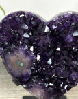 Top Grade Large Amethyst Crystal Heart, Metallic Stand Inluded - HST0283