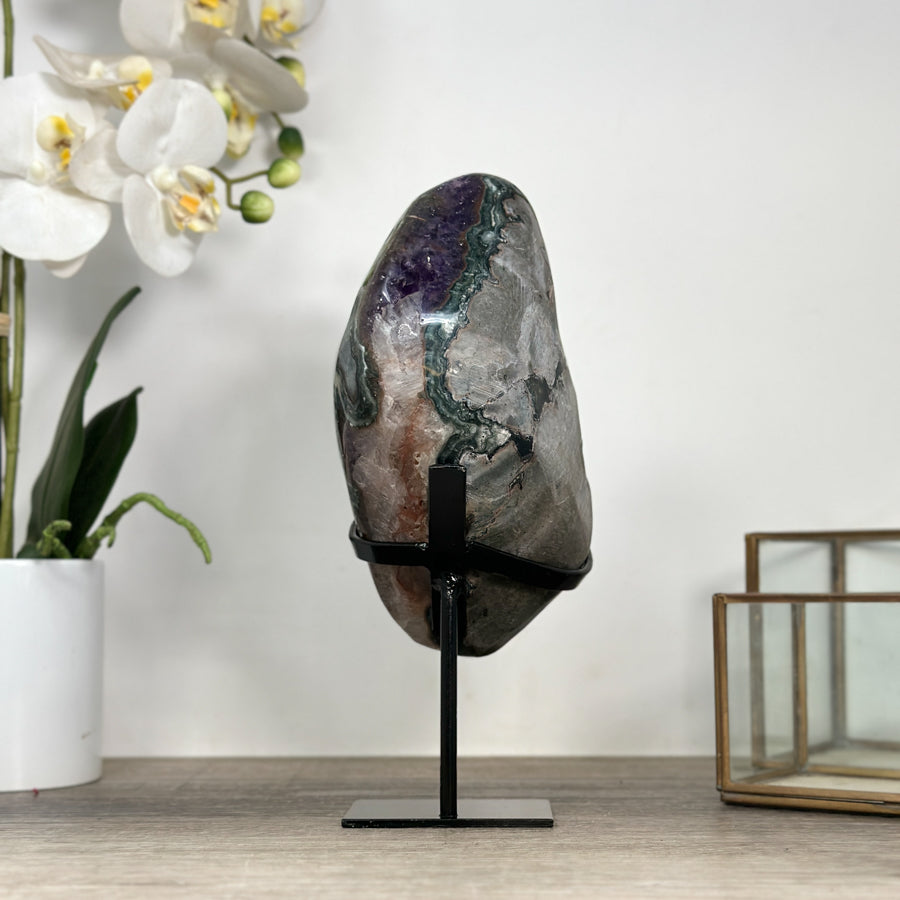 Natural Amethyst Geode with Green Jasper Shell - MWS2353