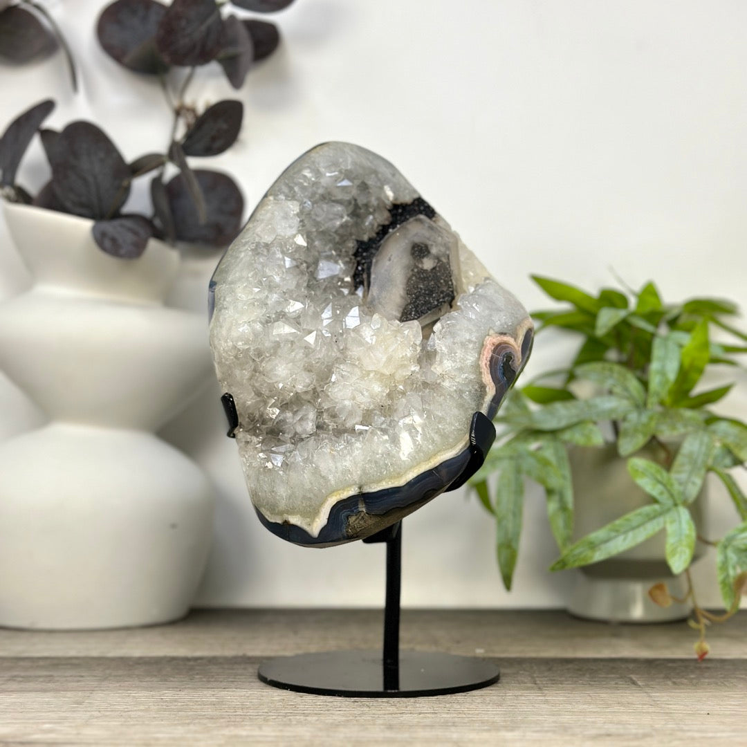 Uruguayan Quartz &amp; Agate Specimen with Calcite &amp; Black Hematite Inclusion - MWS3288