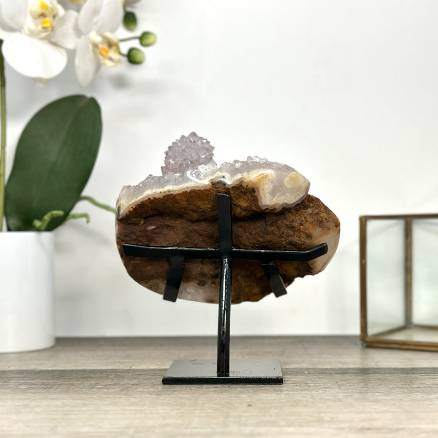 Quartz Cluster on Stand with Stalactite Formations – Unique Natural Display Piece - MWS2887