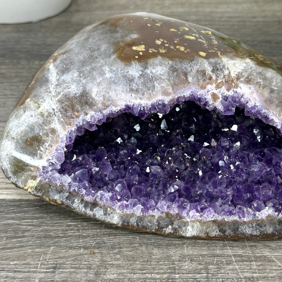 Natural Amethyst Geode with Polished Quartz Shell - STGE0049