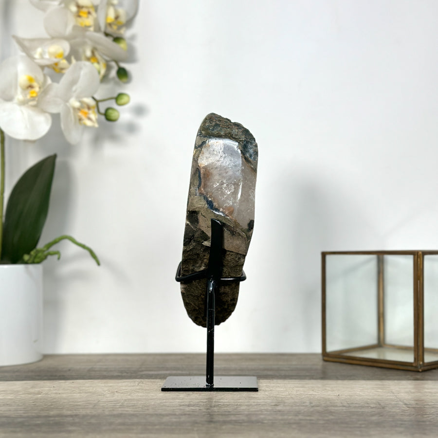 Orange Tone Quartz Crystal Specimen on Metal Stand - MWS2738
