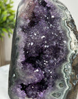 Amethyst Geode Crystal Cluster with Purple and Gray Jasper Bands - CBP1168