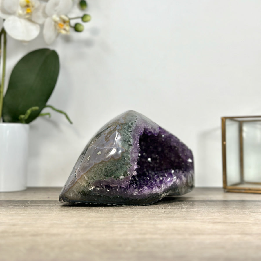Natural Amethyst Stone Geode with Druzy Crystals - STGE0023