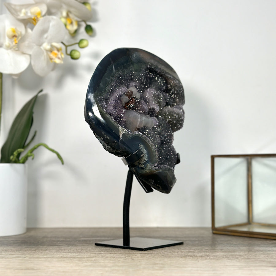 Natural Agate Matrix with Rainbow Quartz Druzy Crystals - MWS2514