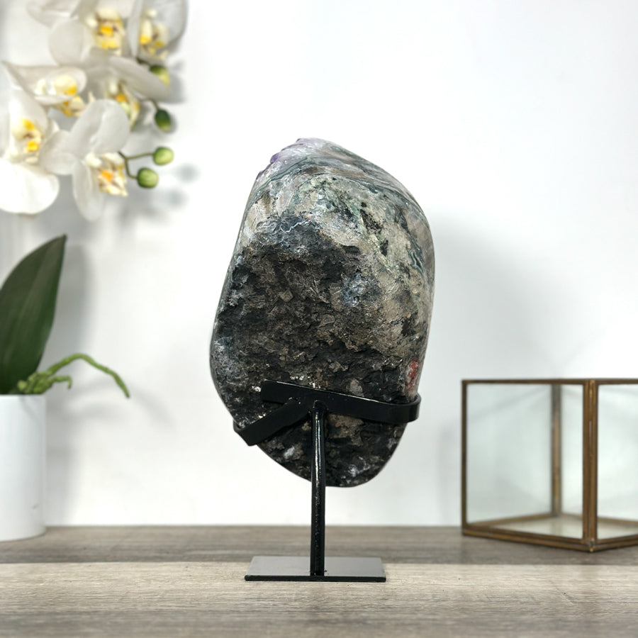 Large Amethyst Cluster on Metal Stand with Super Shinny Crystals - MWS2736
