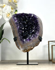 Amethyst Geode on Display Stand – Deep Purple Cluster with Natural Agate Edges - MWS2183