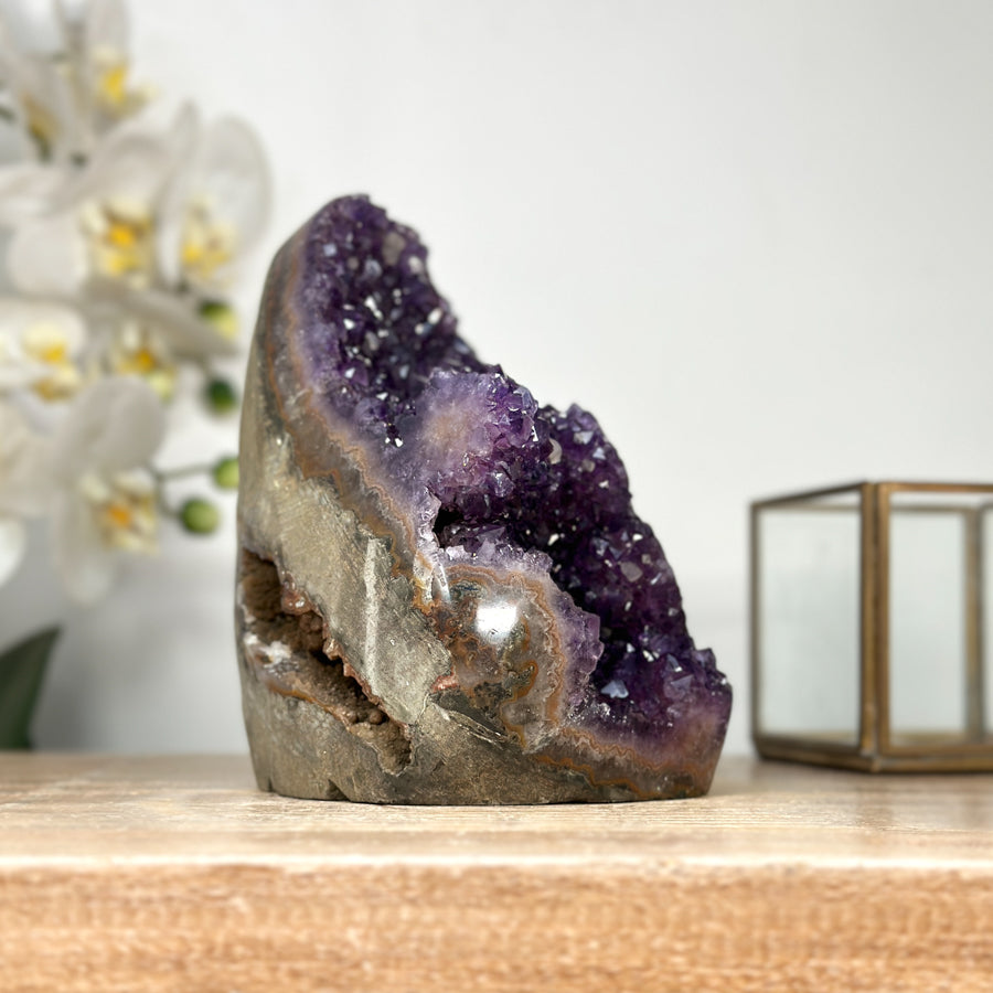 Amethyst Crystal Cluster with Orange Tone Jasper Matrix - CBP1162