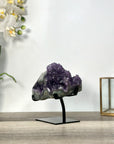 Deep Purple Amethyst Geode on Metal Stand With Green Jasper Shell - MWS2720