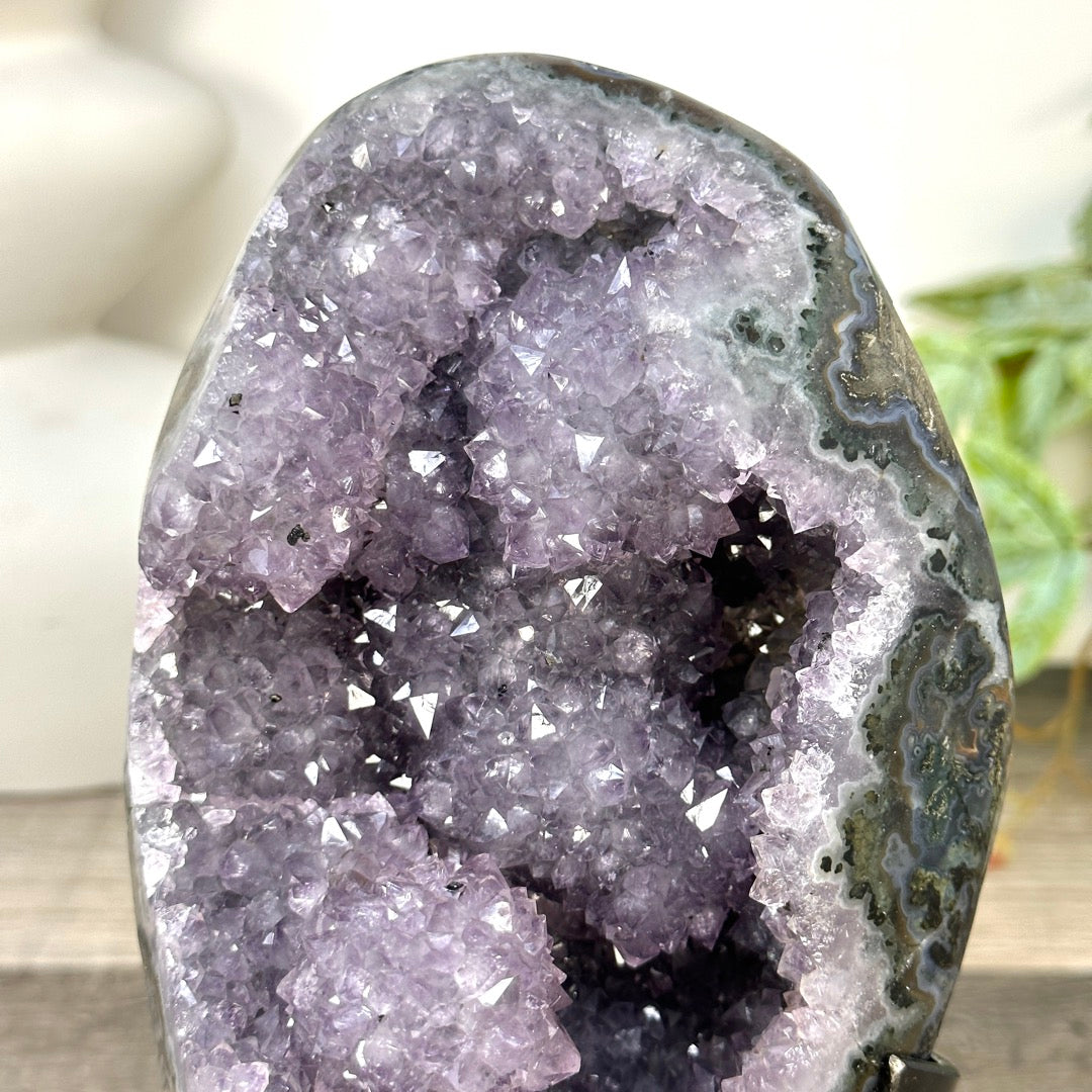 Natural Uruguayan Crystal Geode on Stand with Stalactite Formations - MWS3276