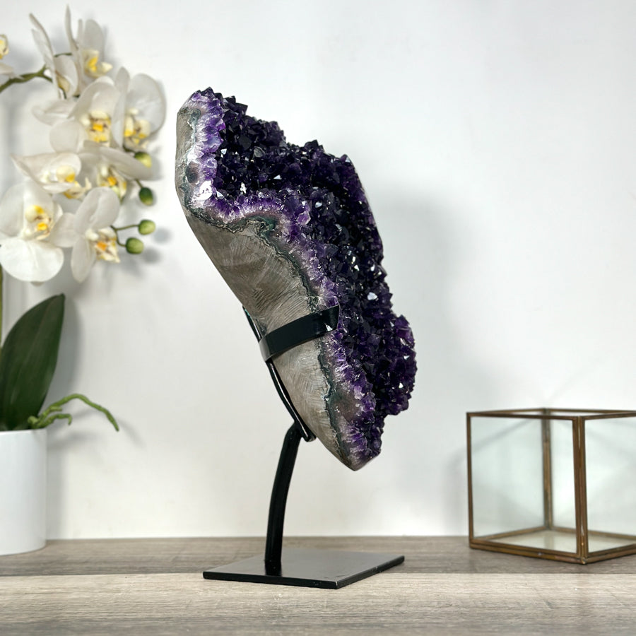Premium Uruguayan Amethyst Geode With Metal Stand - MWS2753
