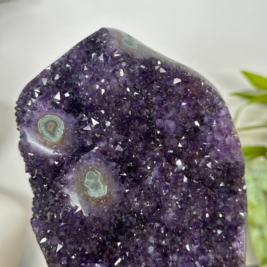Natural Deep Purple Amethyst Cluster on Metal Stand - MWS3104