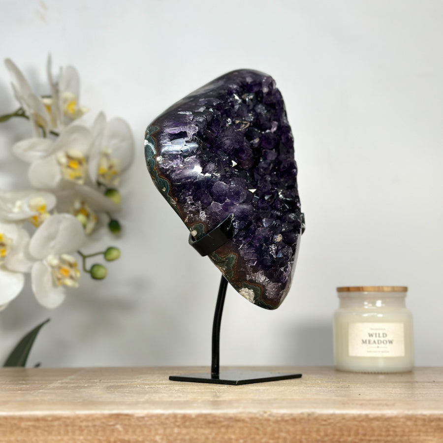 Natural Amethyst Crystal Cluster with Large &amp; Shinny Crystals - MWS2067