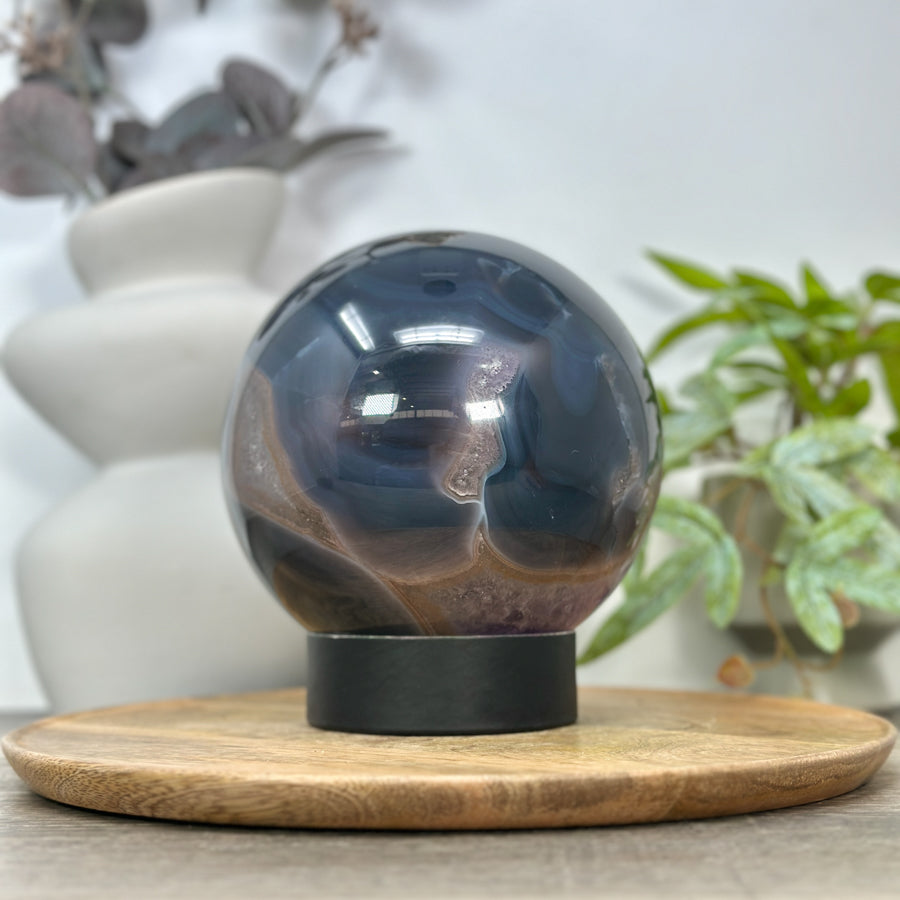 Top Grade Uruguayan Amethyst Agate Large Sphere Geode - SPH0167