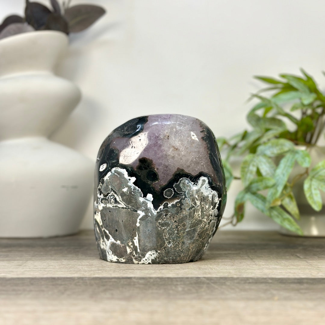 Natural Amethyst Geode with Calcite Crystal Inclusion - CBP1409