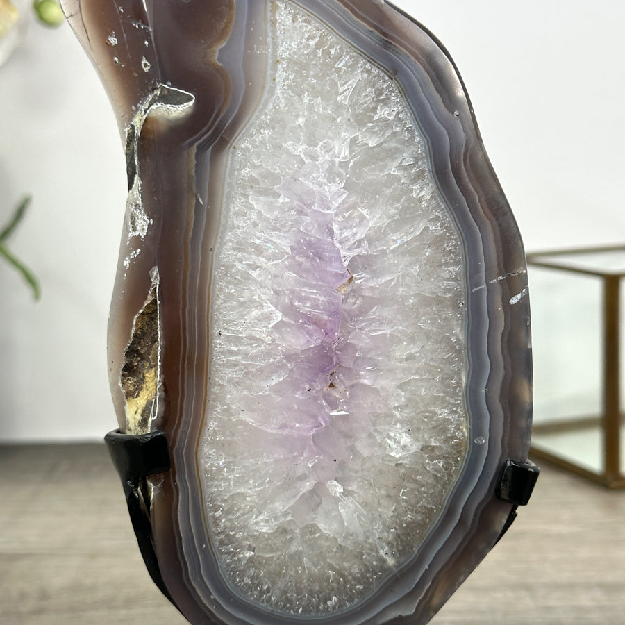 Natural Uruguayan Agate &amp; Quartz Stone Slice - MWS3011