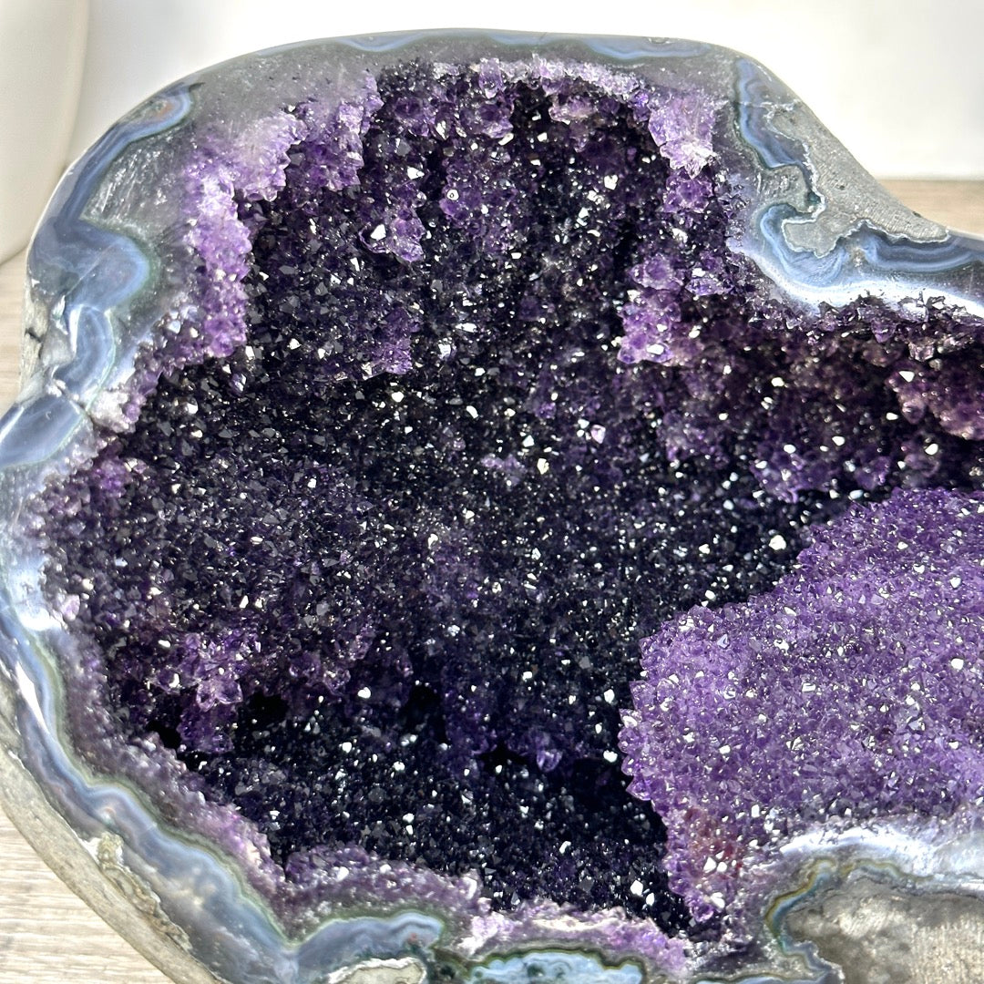 Natural Amethyst Geode with Calcite Crystal Formation - STGE0053