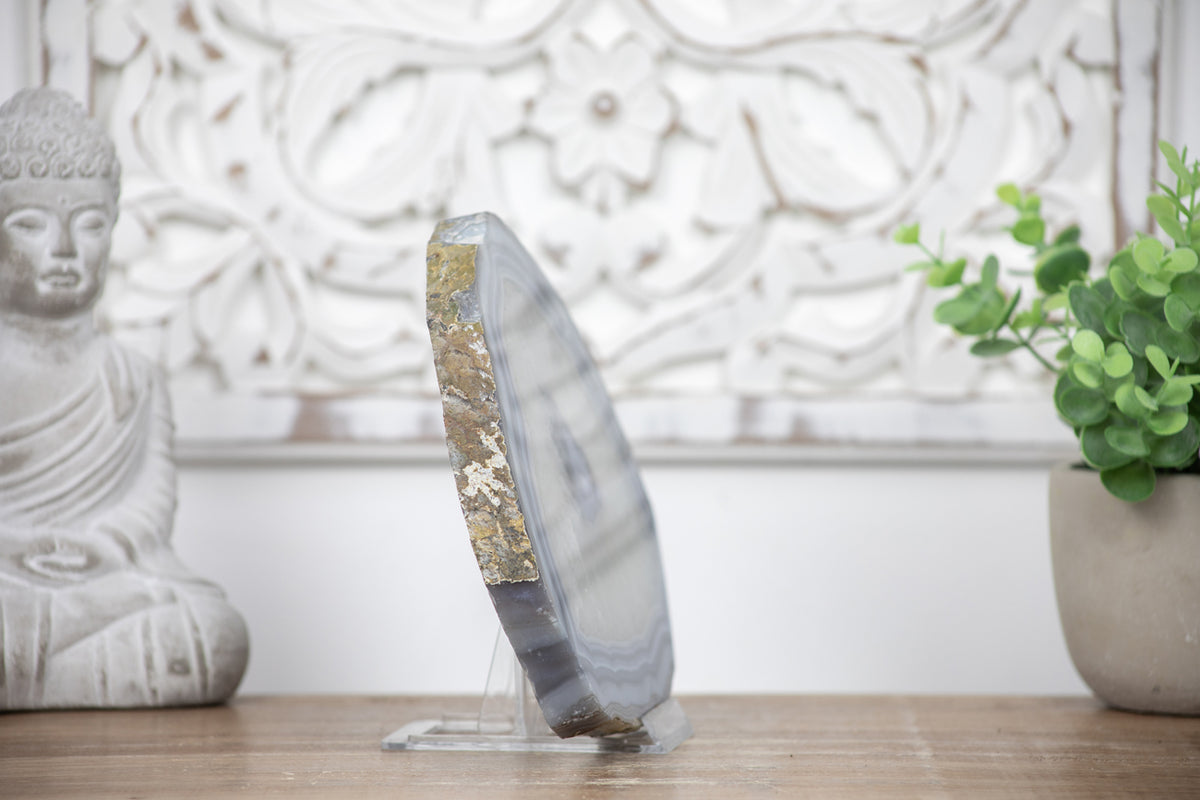 Blue Banded Agate &amp; Quartz Stone Slice - SLC0009
