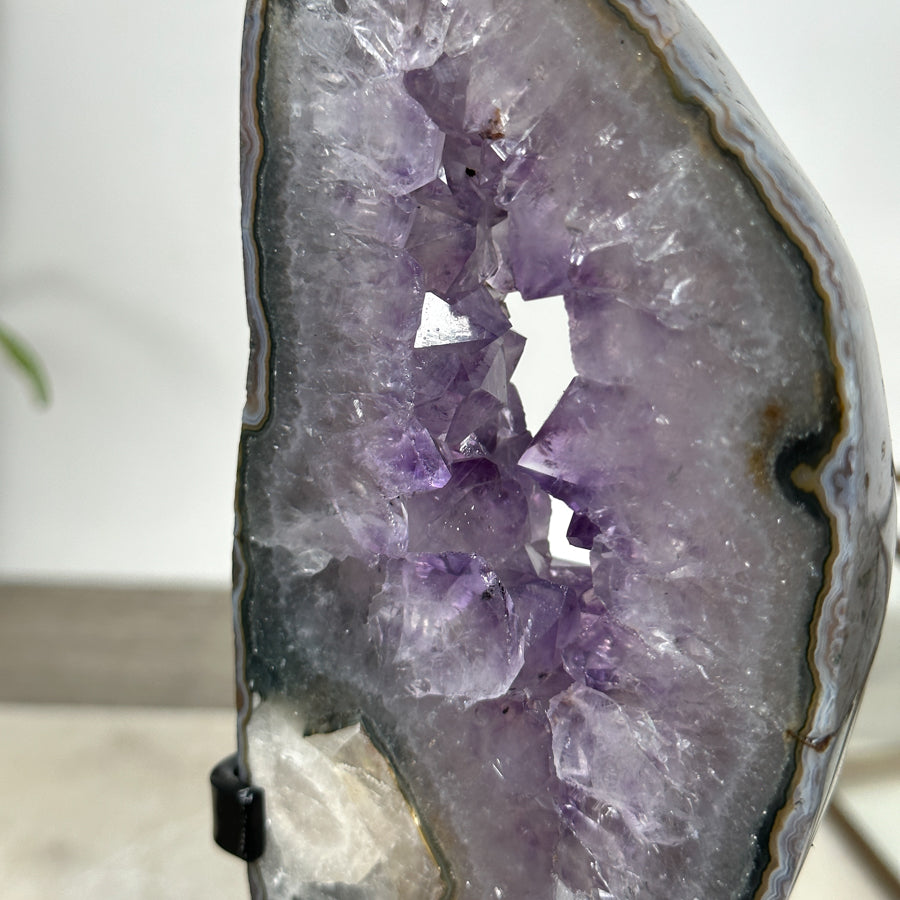 Natural Amethyst Geode Slice Portal with Stand - MWS1947