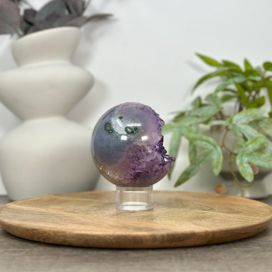 Natural Amethyst &amp; Agate Sphere Geode - SPH0148