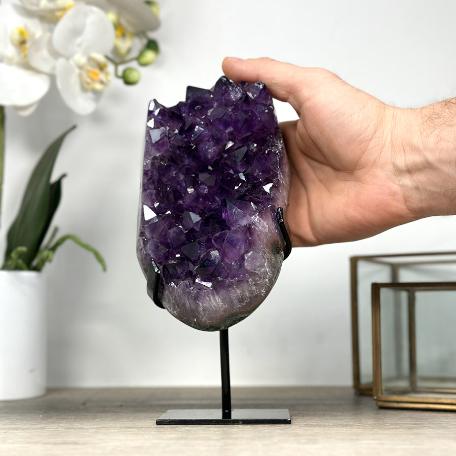 Natural Amethyst Crystal Cluster with Large &amp; Shinny Crystals - MWS2177