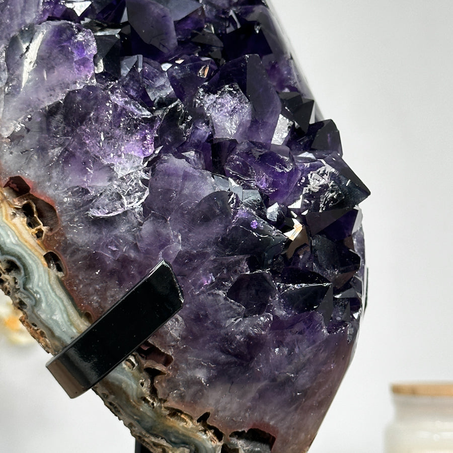 Uruguayan Amethyst &amp; Jasper Cluster with Huge Deep Purple Crystals - MWS1523