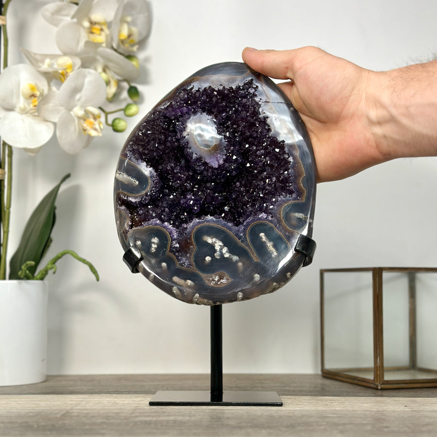 Amethyst Geode with Agate Shell for Home Decor Display