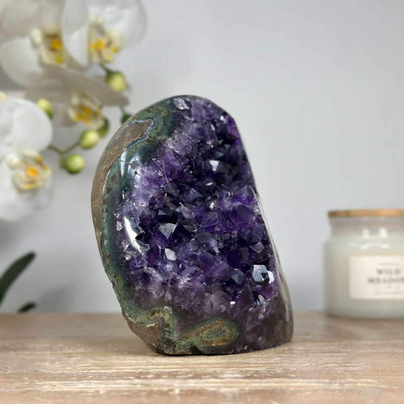 Deep Purple Amethyst Geode with Green Jasper Matrix - CBP1090