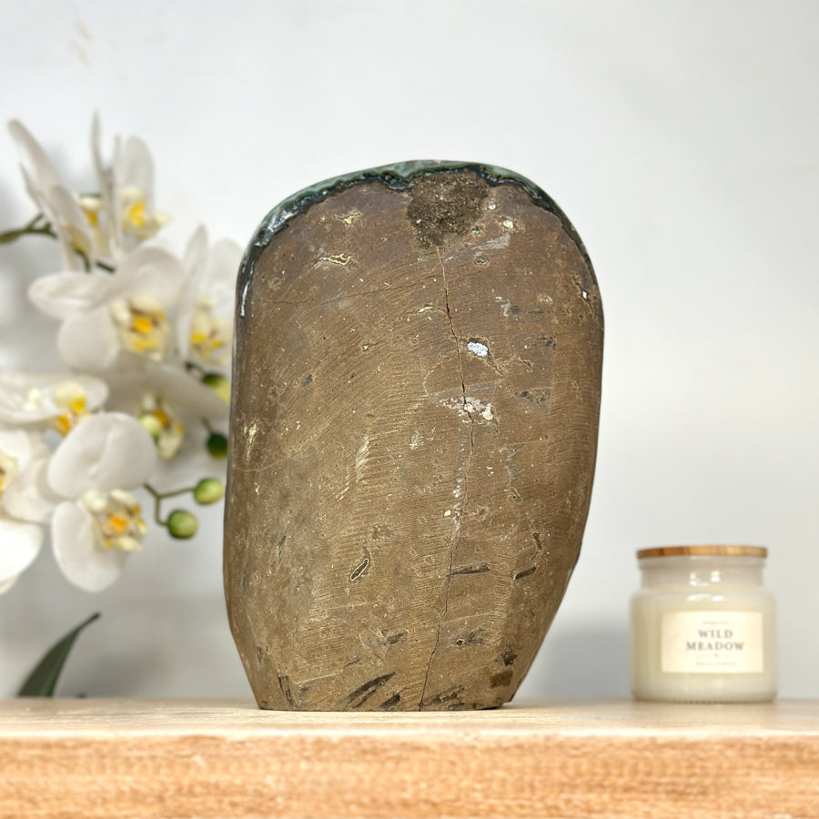 Natural Amethyst Crystal Cluster with Green Jasper Shell for Home Decor - CBP1142