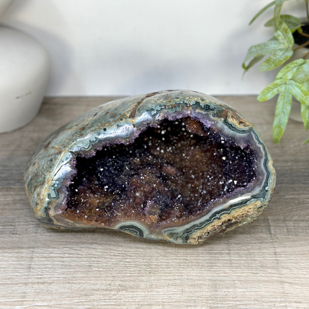 Natural Amethyst Druzy &amp; Jasper Geode - STGE0115