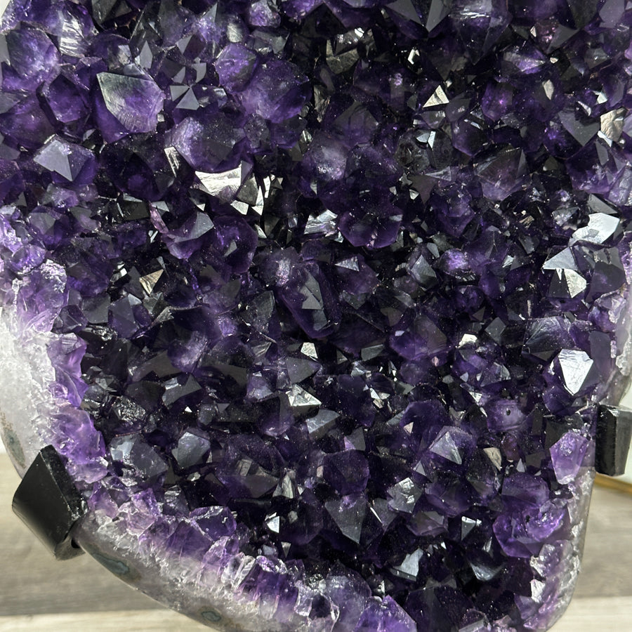 Top Grade Deep Purple Amethyst with Metal Stand – Stunning Crystal Statemen Piece - MWS2747