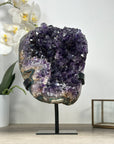 Beautiful Natural Amethyst Crystal Cluster, Metal Stand included - MWS2096