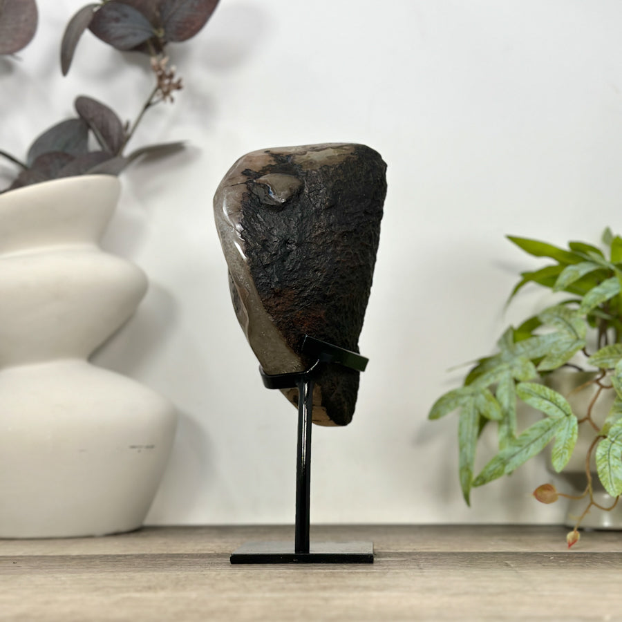 Natural Green Quartz Geode on Metal Stand - MWS3183